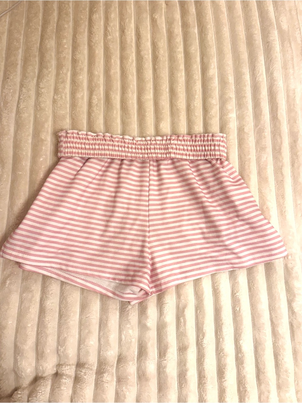 pink & white striped fold over shorts
